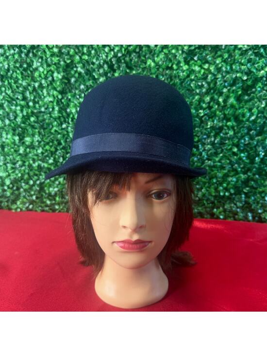 Vtg 1950s Glamour Felts Black Wool Derby Hat Terry Sales Corp NY Union Made main image 8